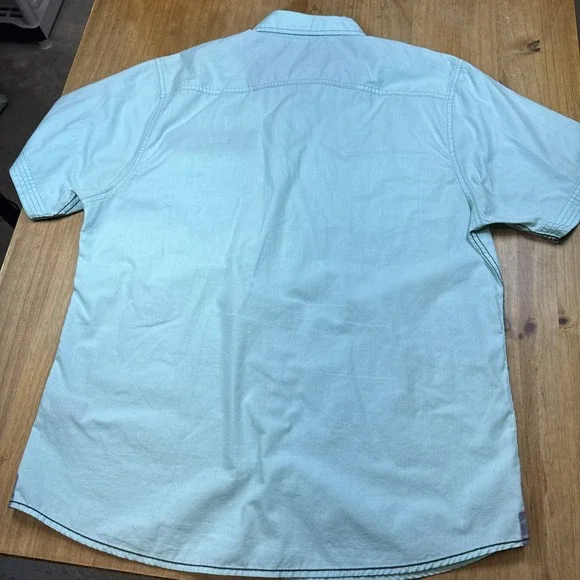 Drill Clothing Company Teal Short Sleeve Collar Button Up Shirt Sz XL Western - Picture 12 of 13